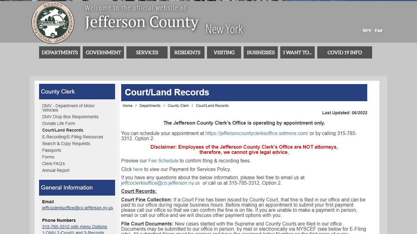 Welcome to Jefferson County, New York - Court/Land Records