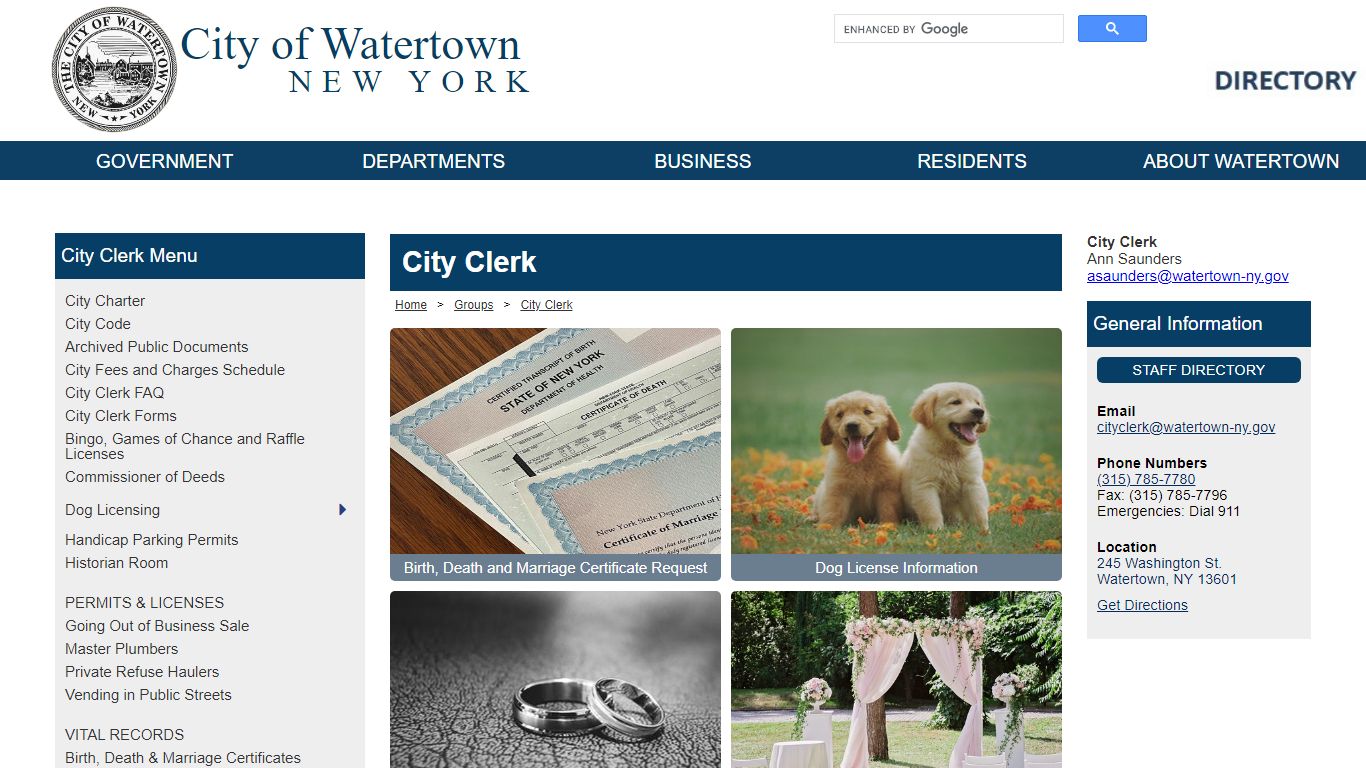 City of Watertown, New York - City Clerk